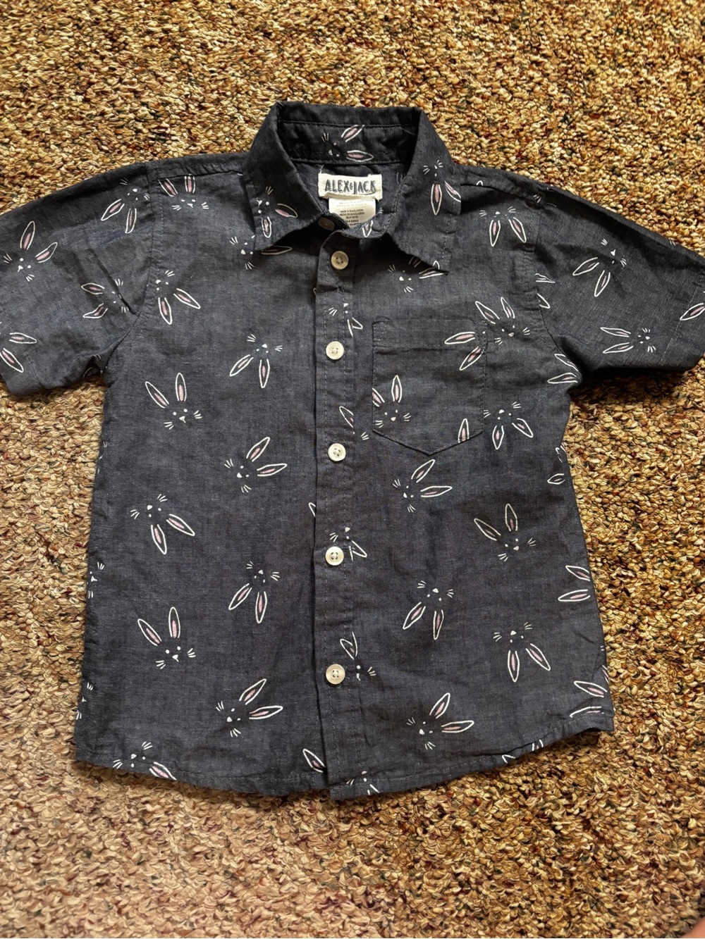 Boys chambray-look button-down with Bunny Motif